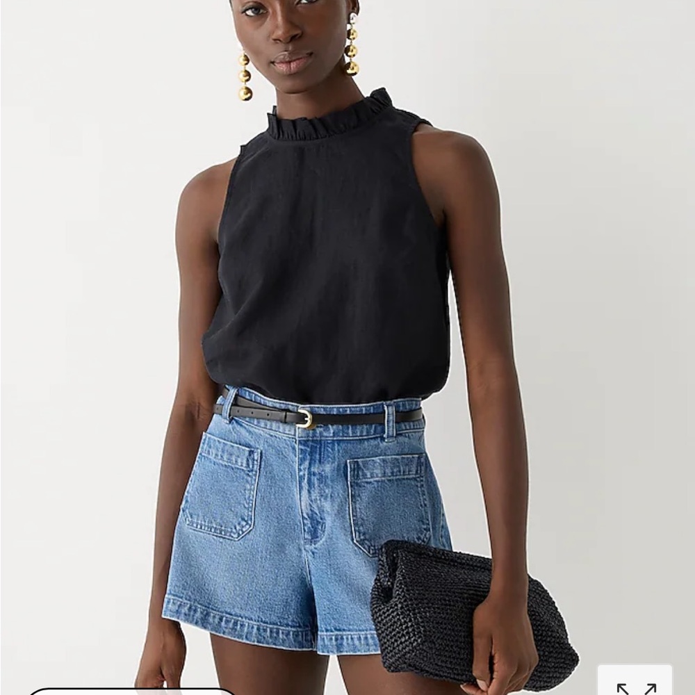 J. Crew fleur top linen sleeveless tank Medium black NEW with tags